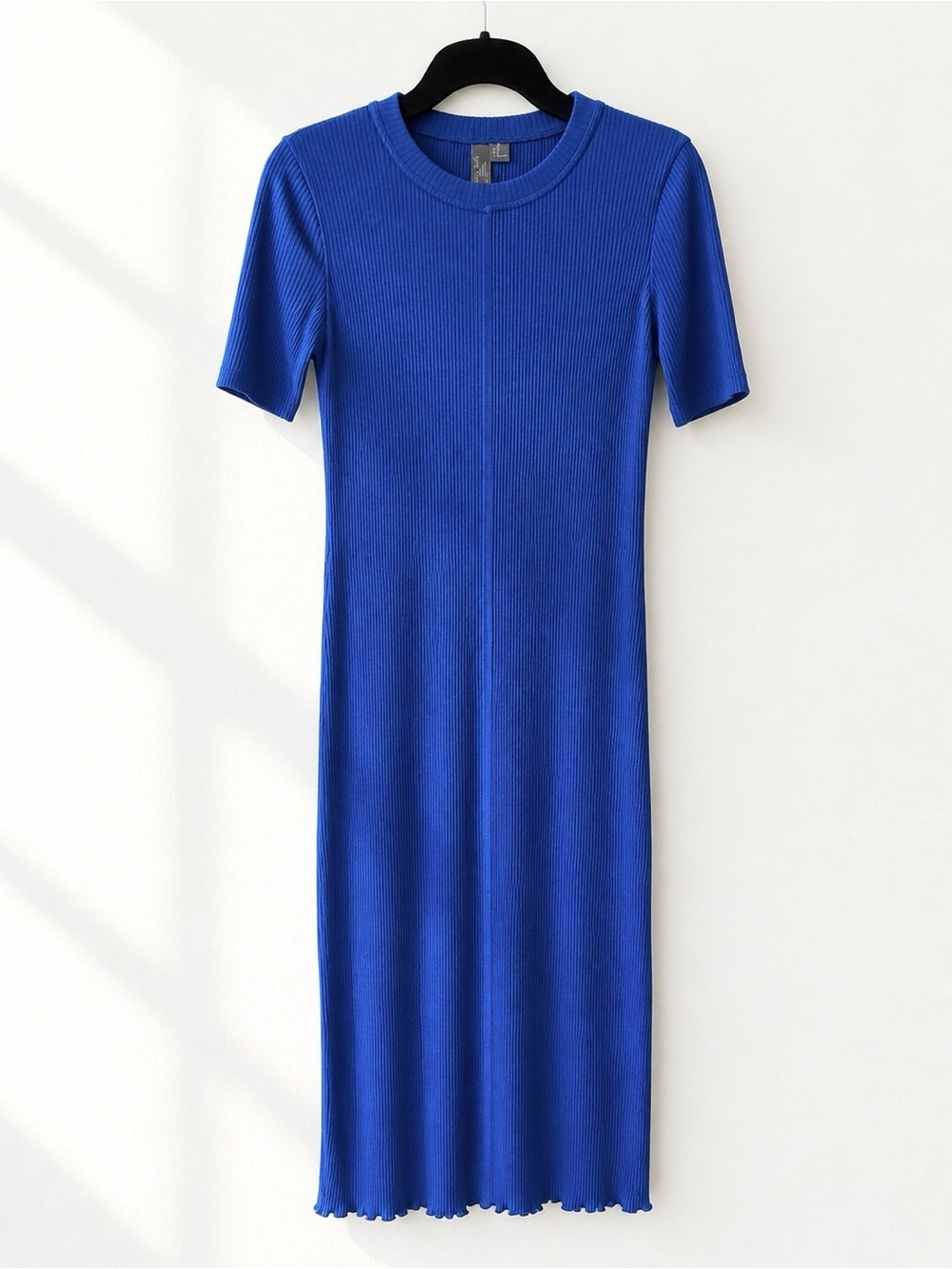 Sweaty Betty Ribbed Midi Dress Short Sleeves Lightning Blue Size XS - Picture 6 of 12